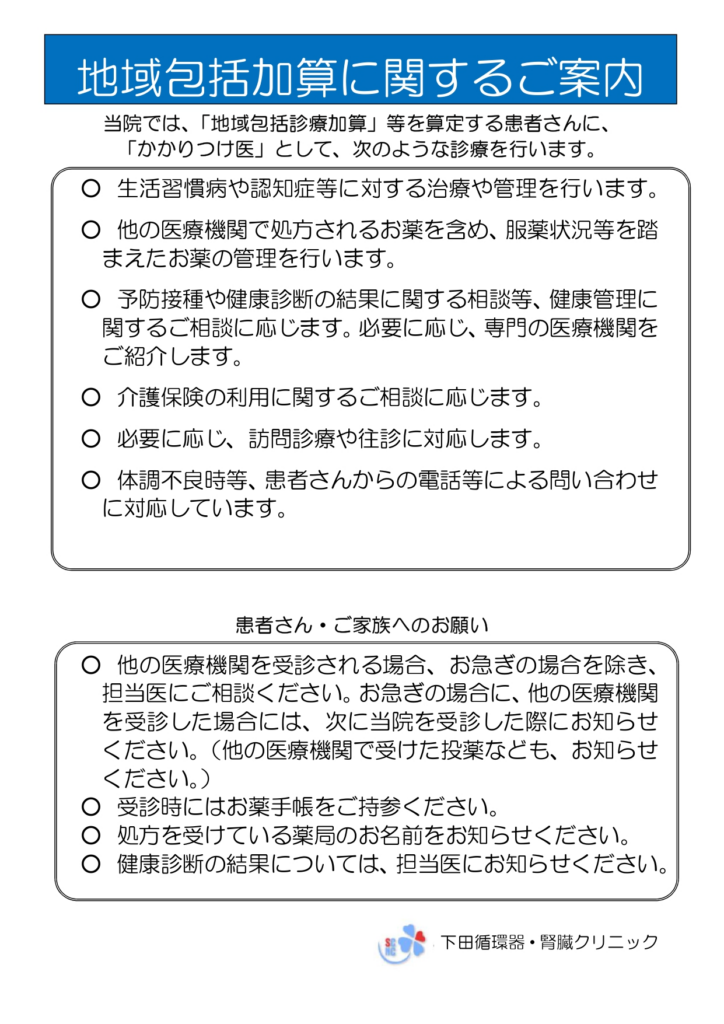 地域包括加算に関する掲示について